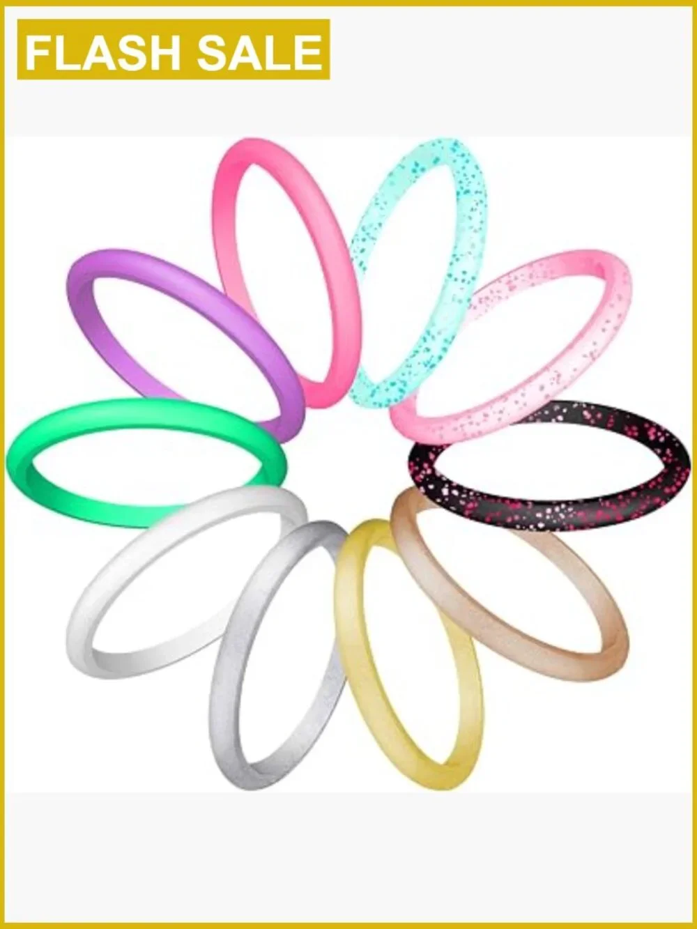 10-Pack Thin Silicone Wedding Rings - Stackable Durable Rubber Bands for Active